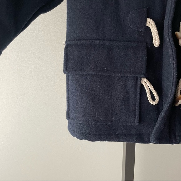 GAP Wool Hooded Toggle Coat Sherpa Fleece Blue Kids Boys Children’s Size 4 4T - Picture 4 of 5